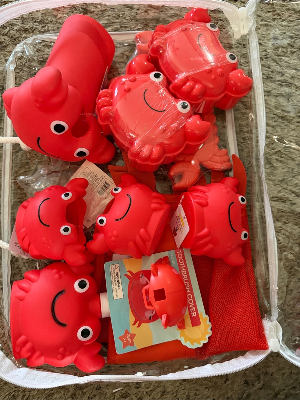 Red Crab Bath Toy Set for Kids